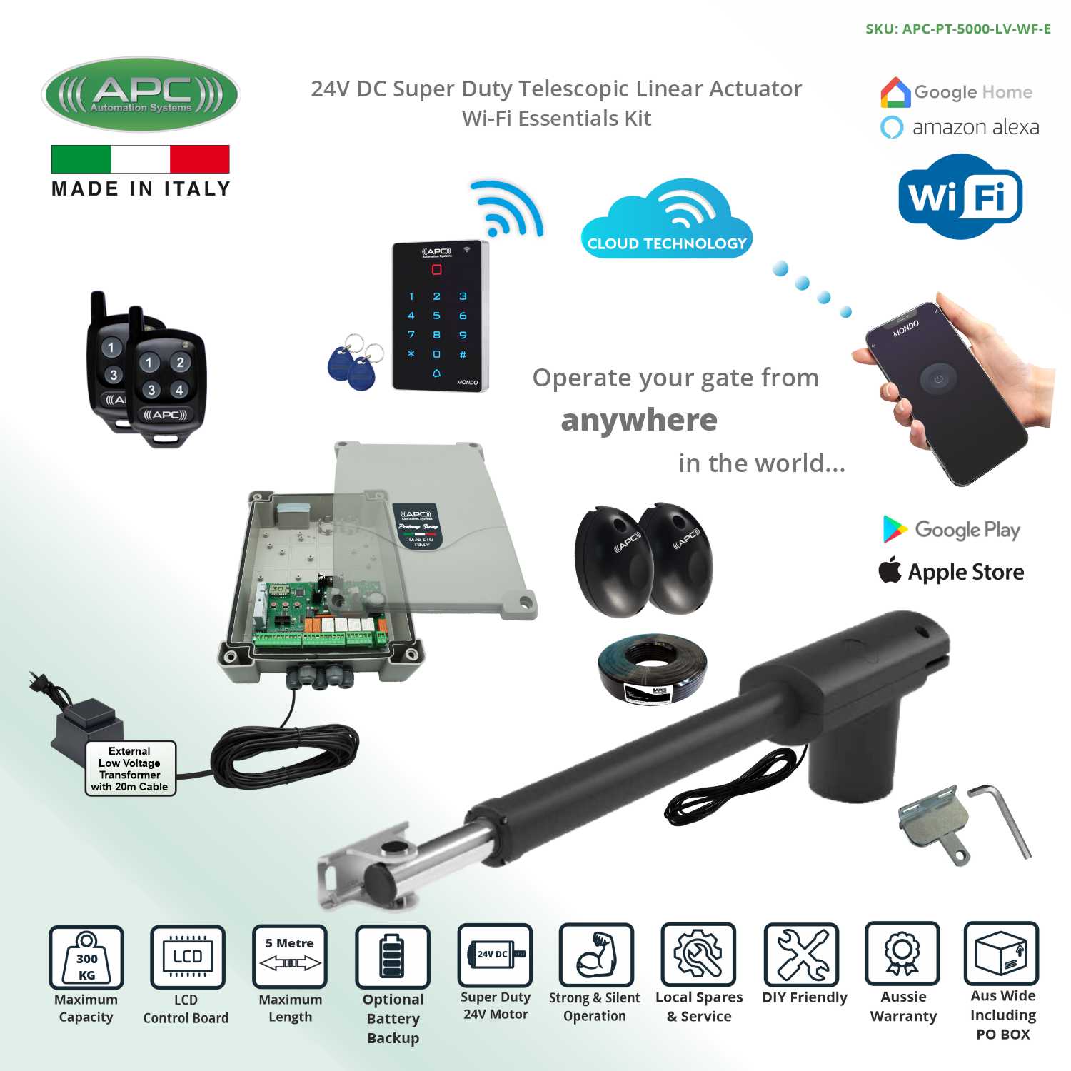 Swing Gate Automation, Remote Control APC Proteous PT-5000 Automatic Solar Electric Gate Opener System